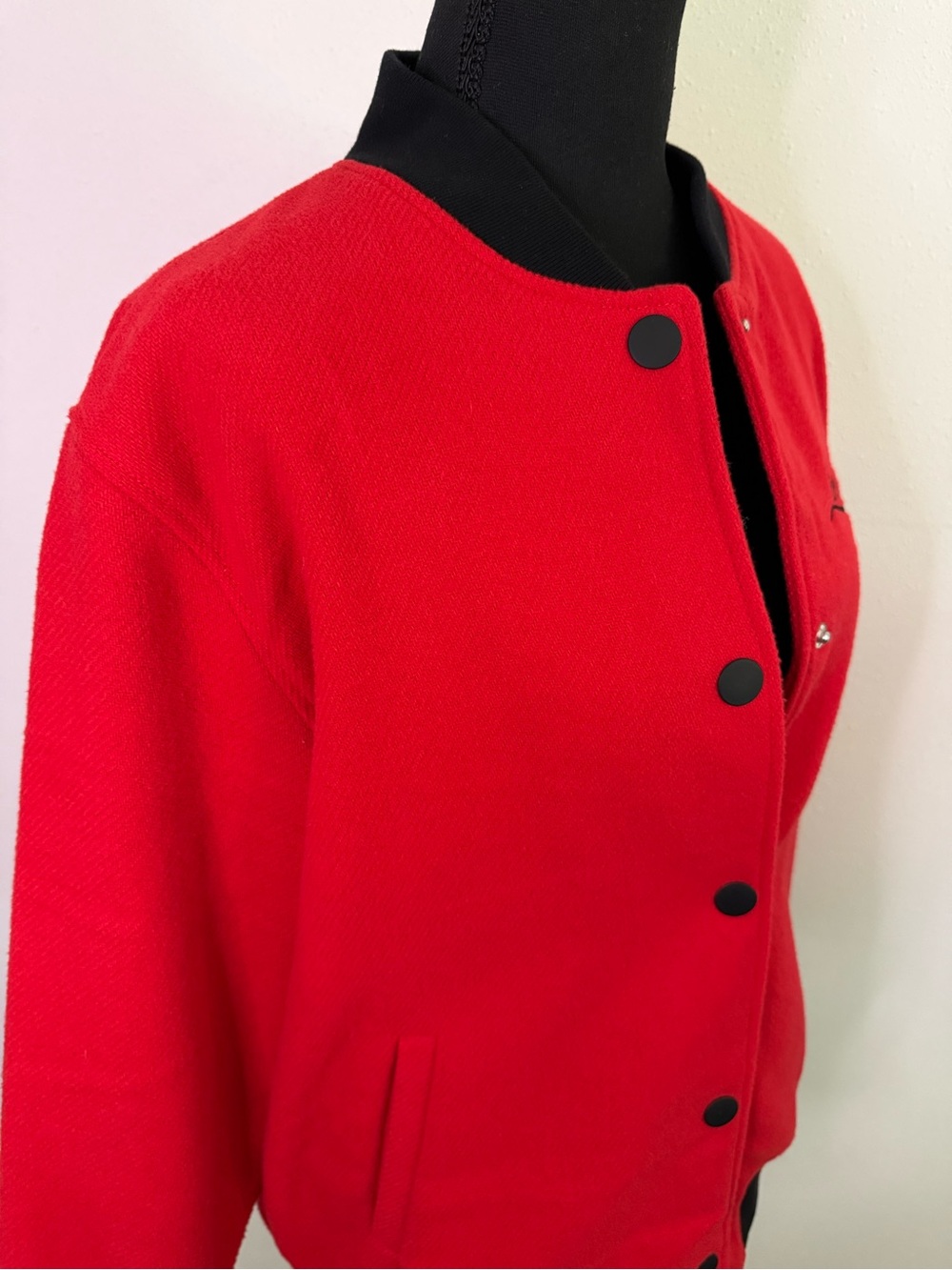 Future Collective LiveClime Red Bomber Jacket Wool Blend Small - Picture 5 of 10